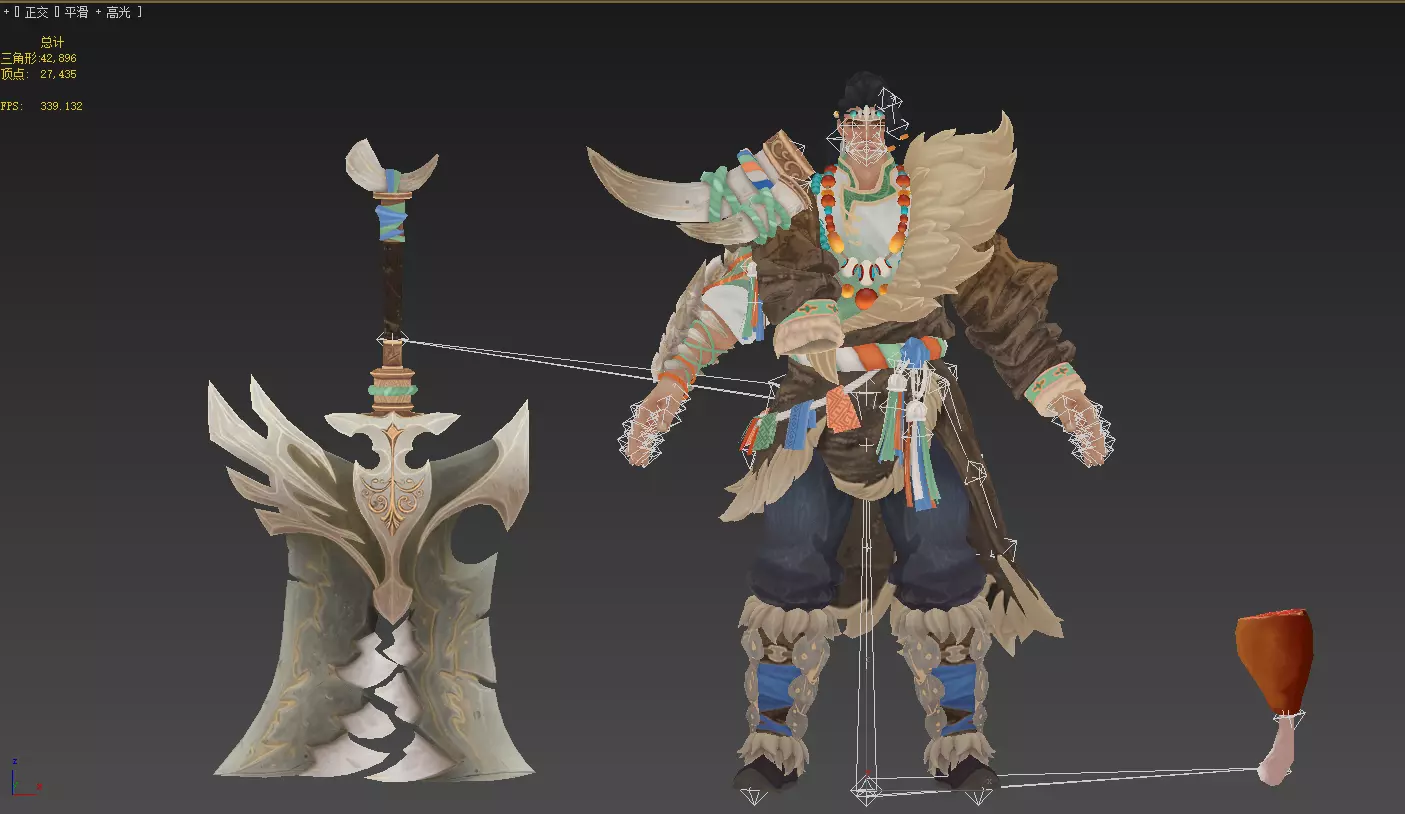 Winter savage warrior Low-poly 3D model_17