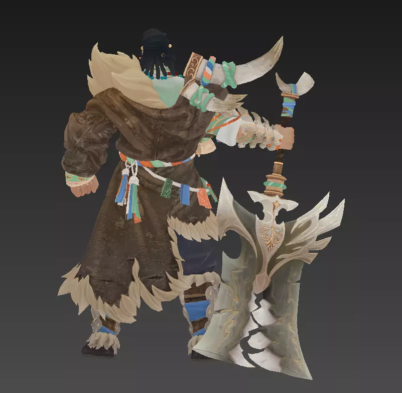 Winter savage warrior Low-poly 3D model_16