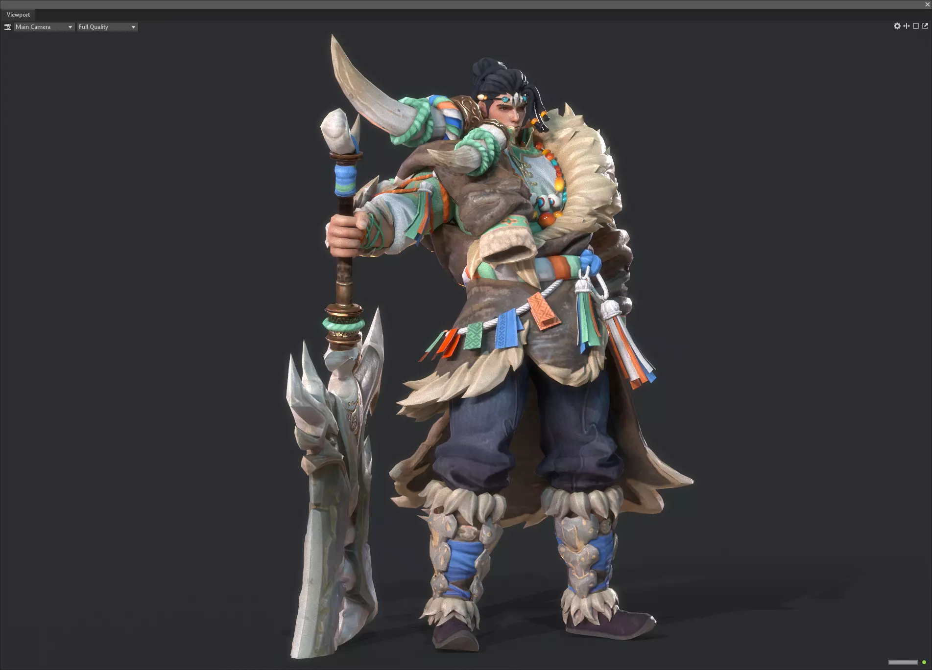 Winter savage warrior Low-poly 3D model_8