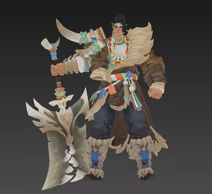 Winter savage warrior Low-poly 3D model_15