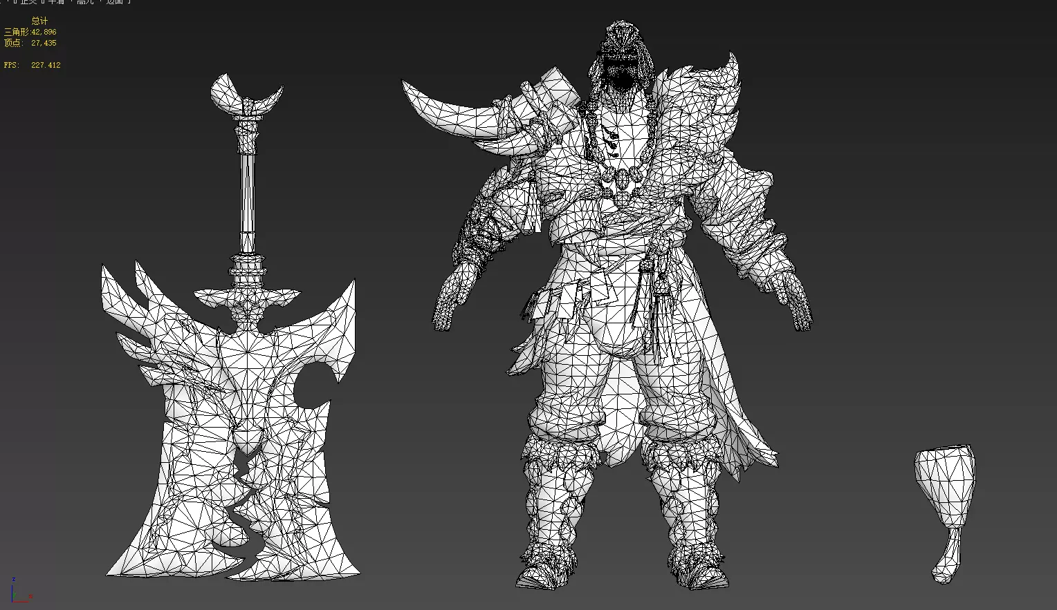 Winter savage warrior Low-poly 3D model_19