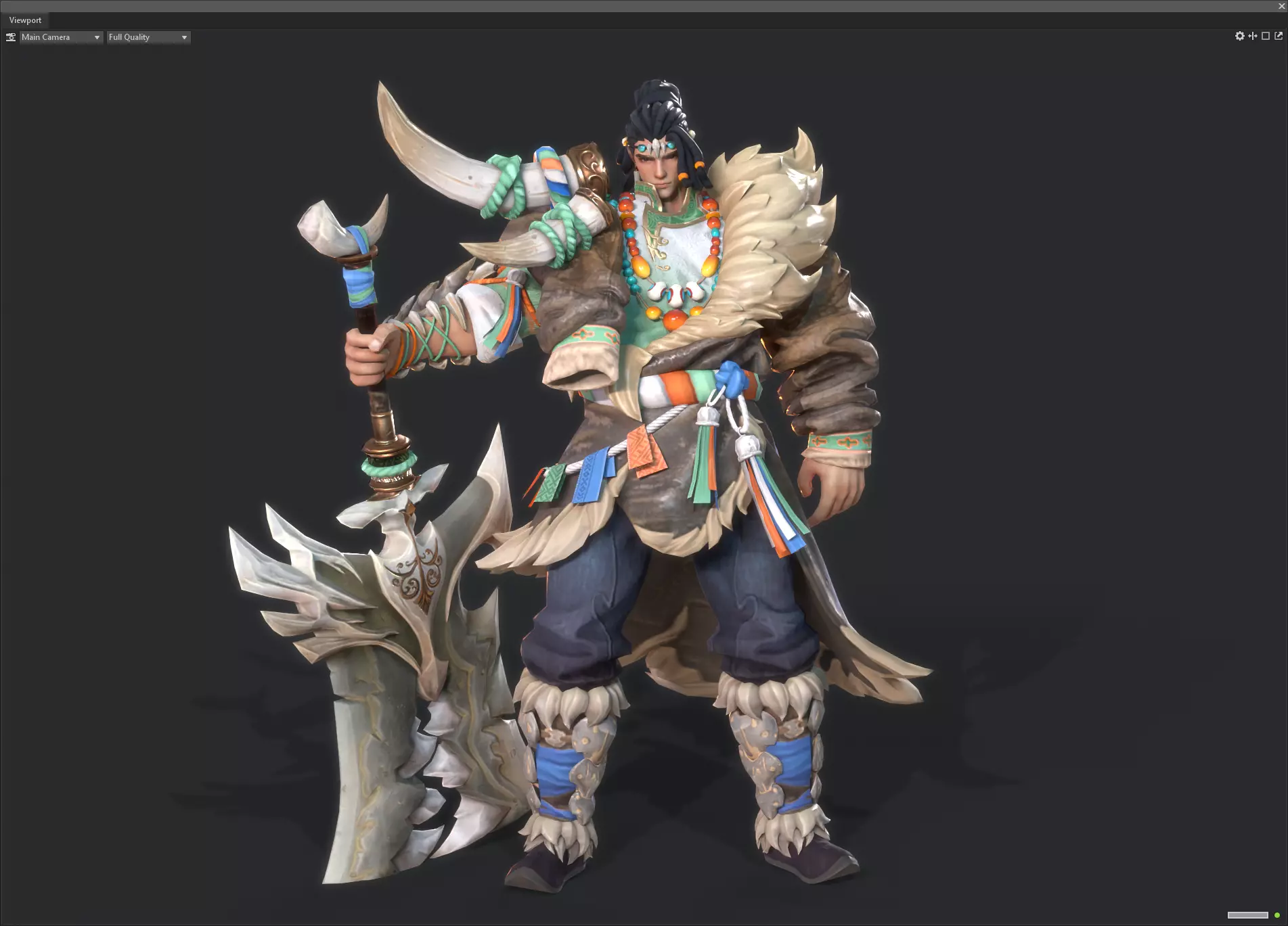 Winter savage warrior Low-poly 3D model_0