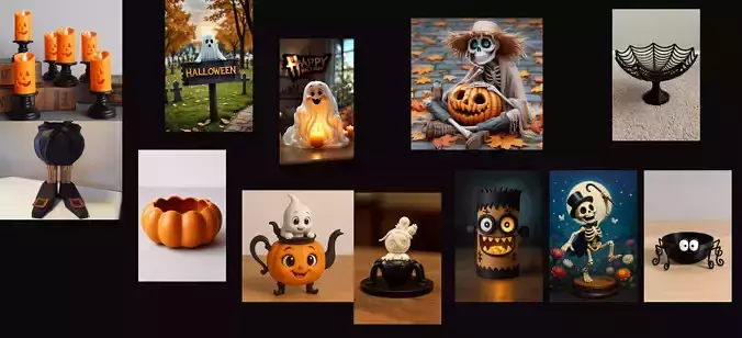 Halloween 3D Printable Collection 12 Models Set  Halloween 3D Printable Collection 12 Models Set