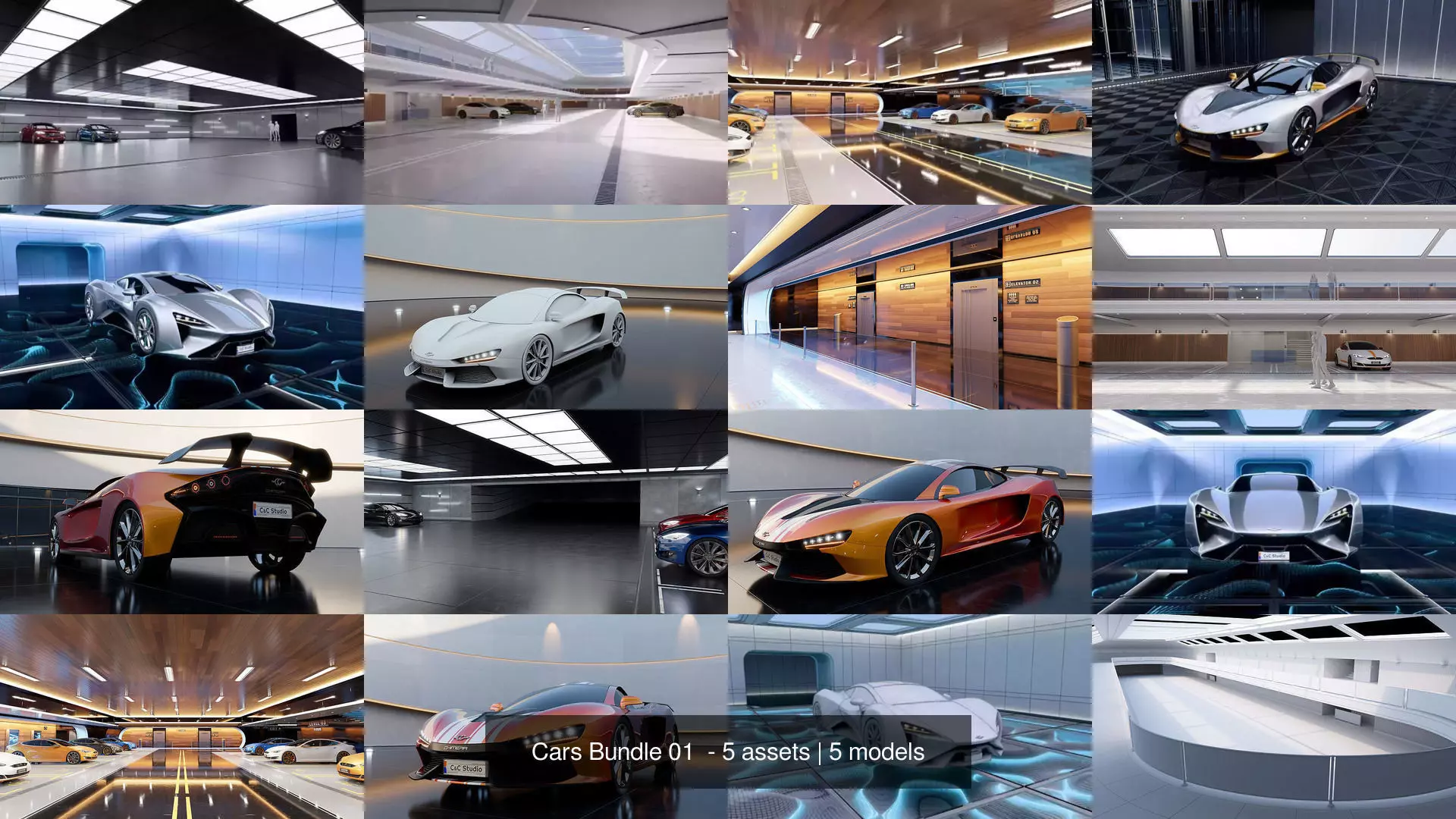 Cars Bundle 01  - 5 assets 3D Model Collection_1