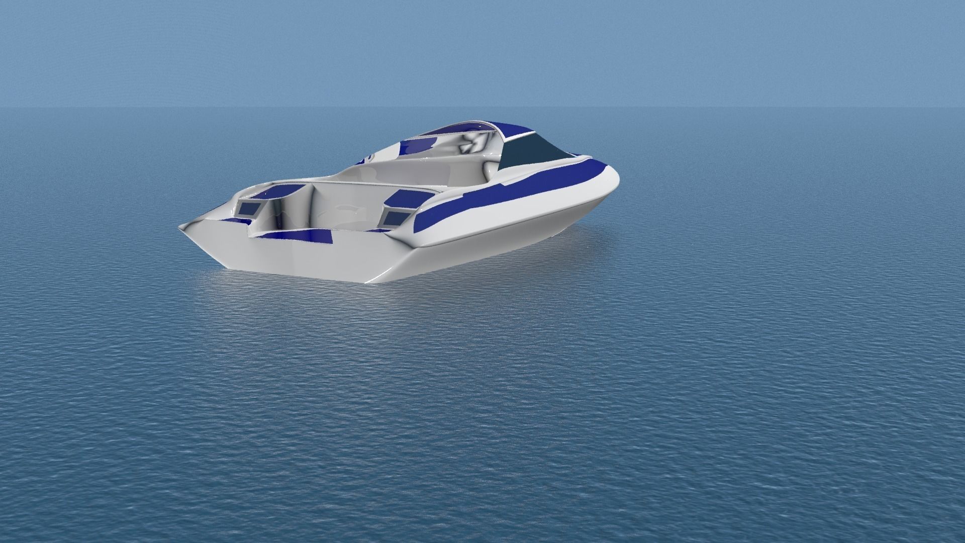 catter boat floating in water 3D model_3