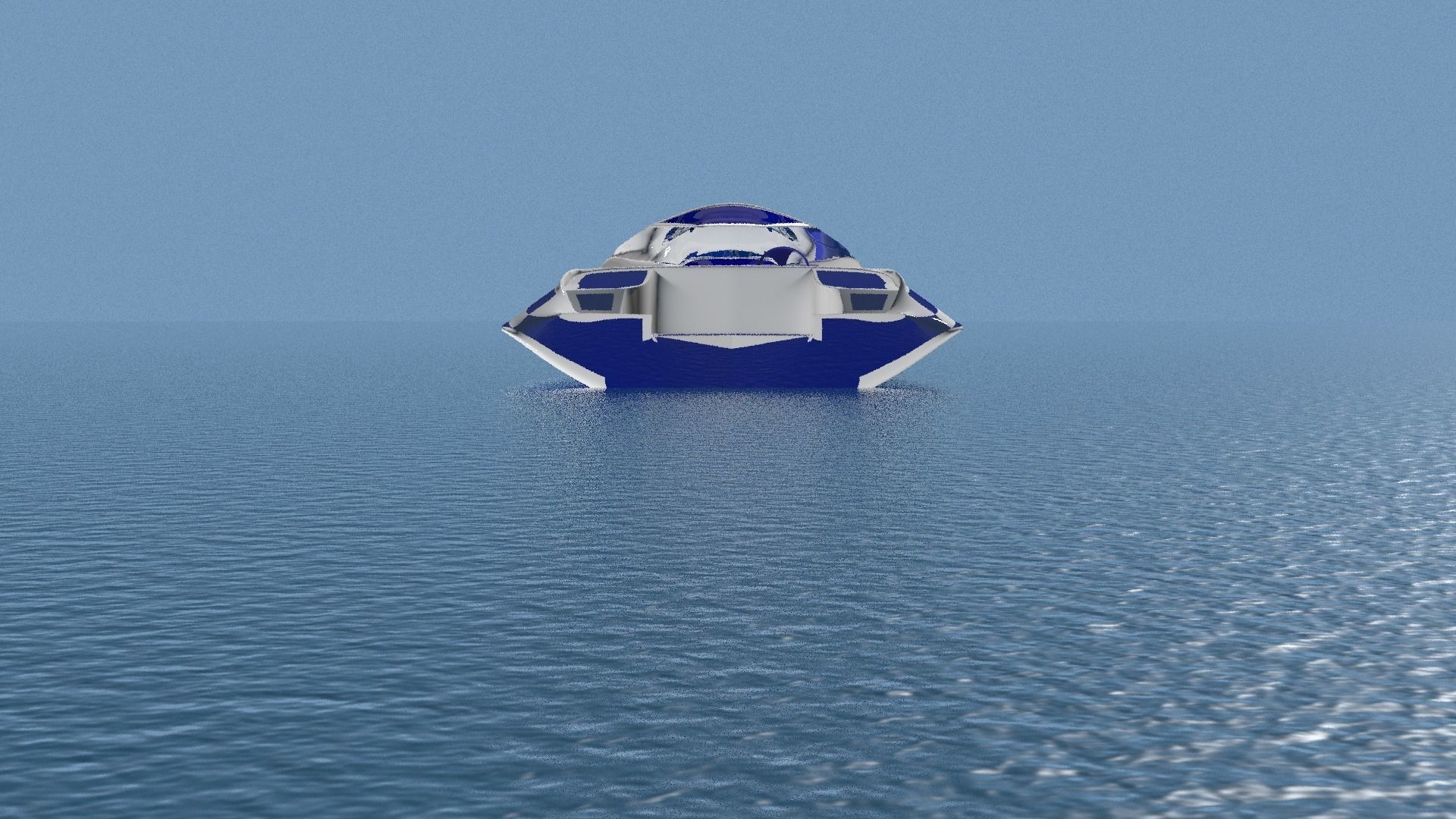 catter boat floating in water 3D model_2
