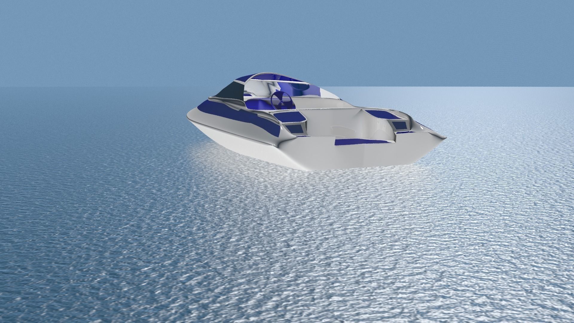 catter boat floating in water 3D model_0