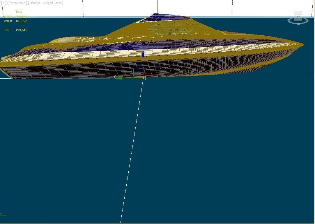 catter boat floating in water 3D model_1