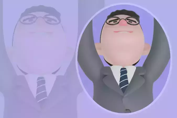 Stylized 3D Male Teacher - Cartoon Character Stretching Pose