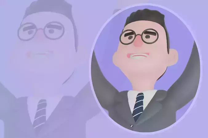 Stylized 3D Male Teacher - Cartoon Jumping Celebration Pose