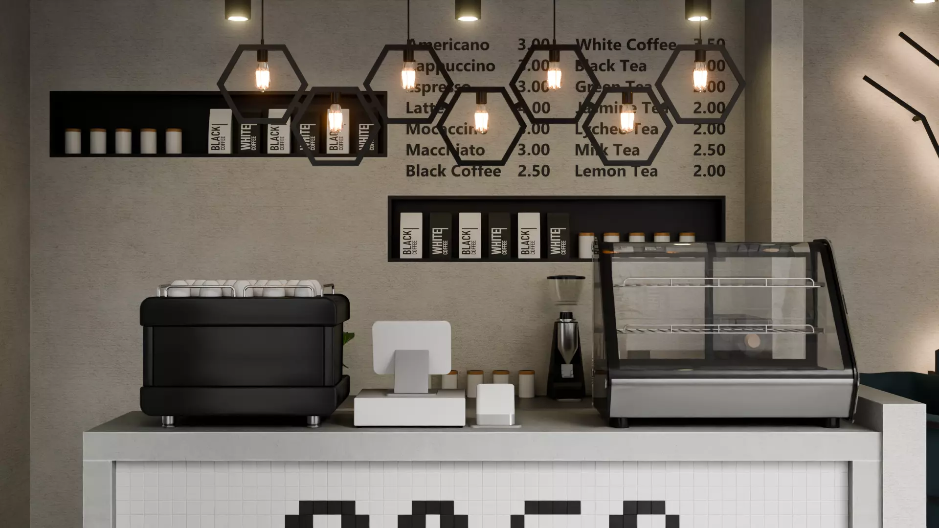 Mini Cafe Interior 3D model_3