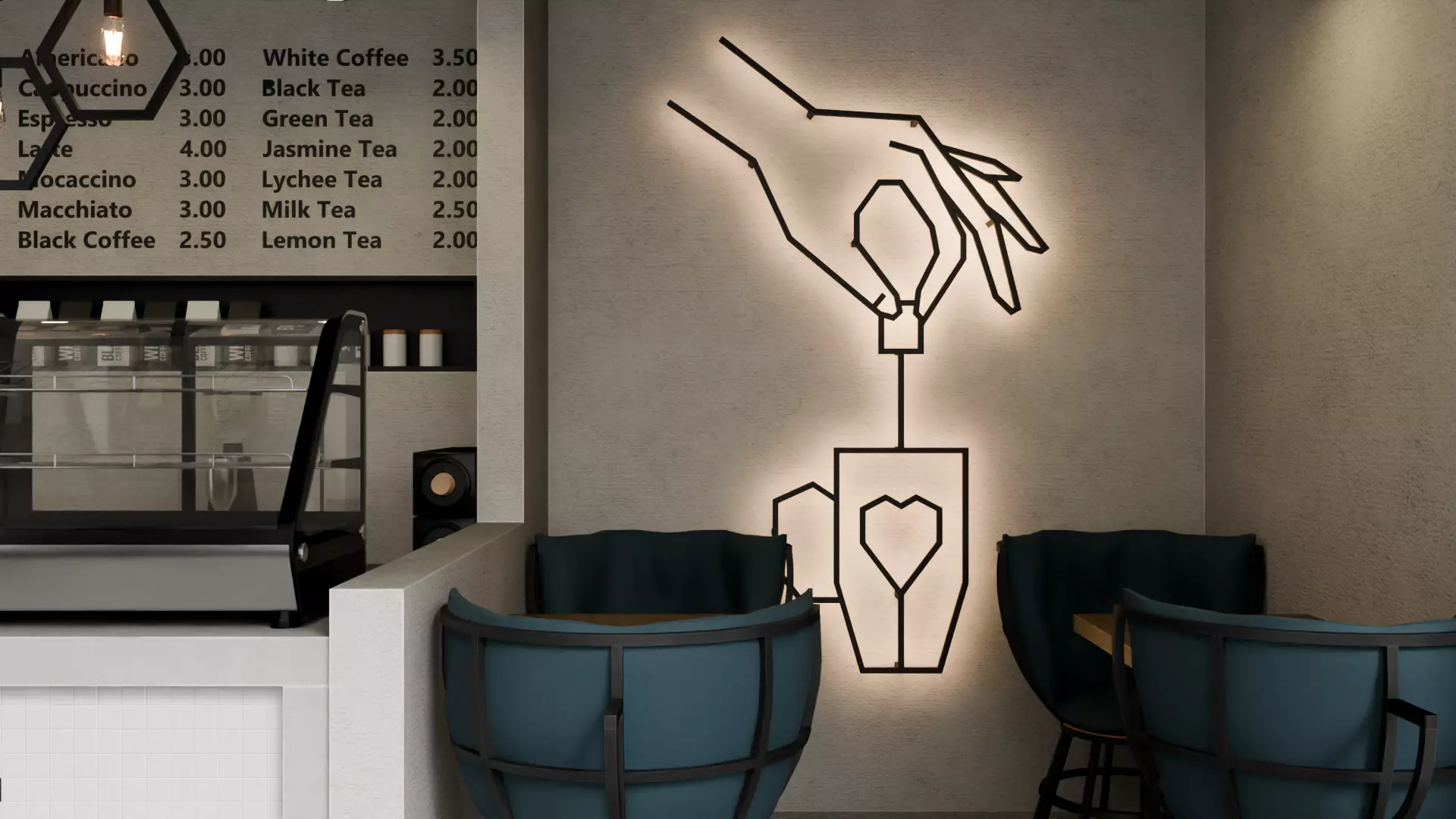 Mini Cafe Interior 3D model_1