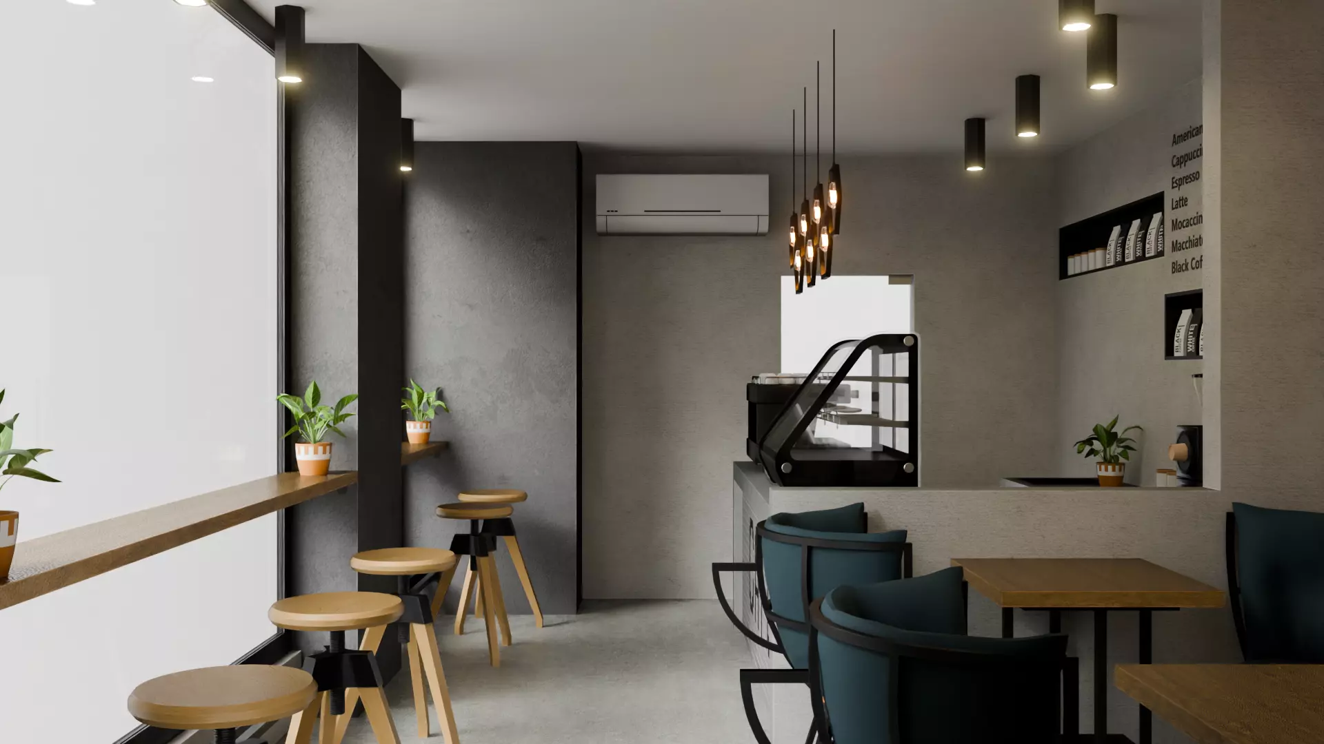 Mini Cafe Interior 3D model_0