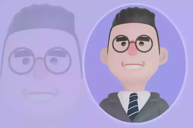 Stylized 3D Male Teacher - Cartoon Casual Walking Pose