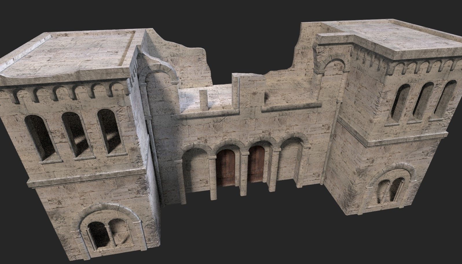 Medieval ruin Low-poly 3D model_2