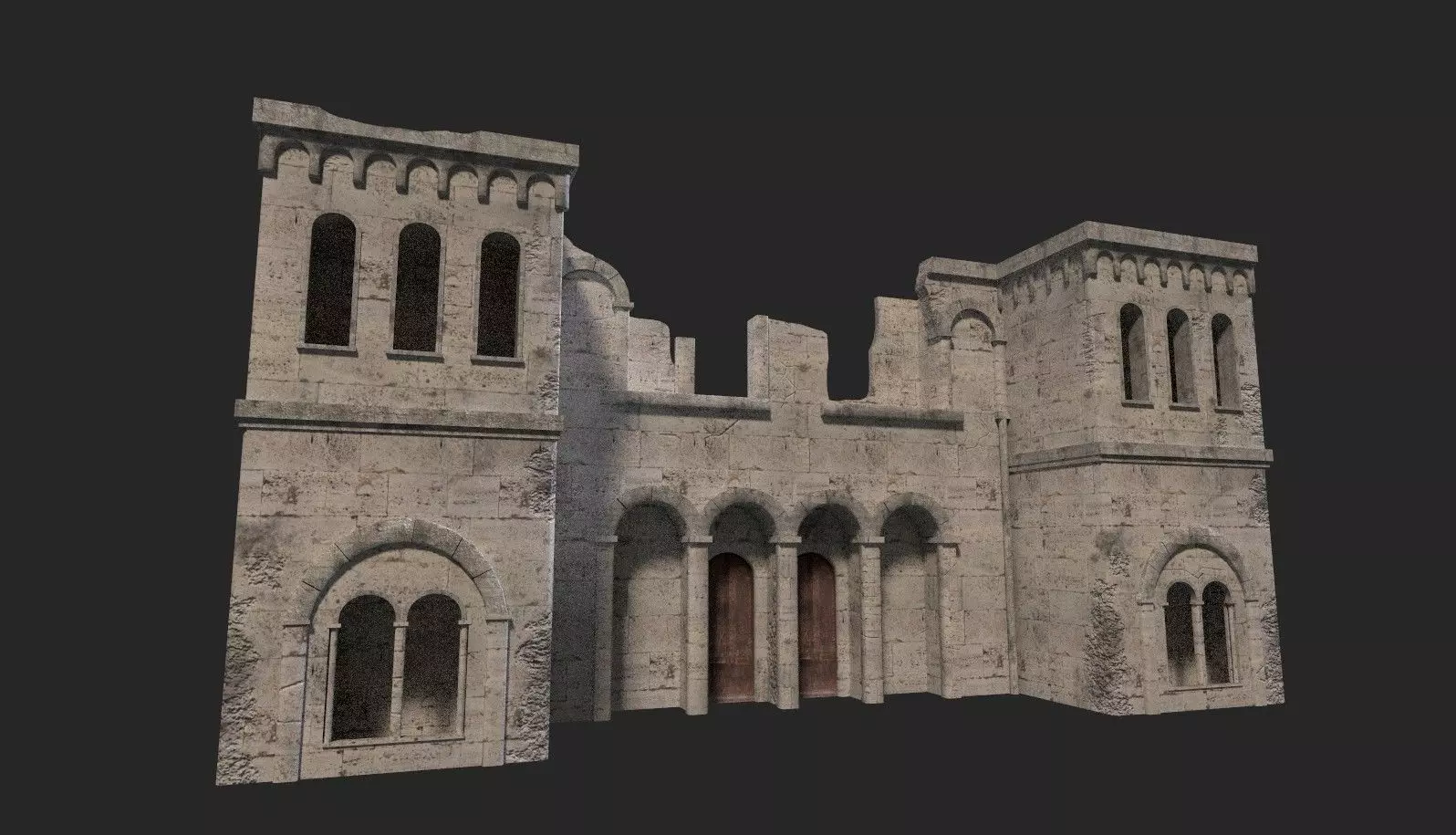 Medieval ruin Low-poly 3D model_0