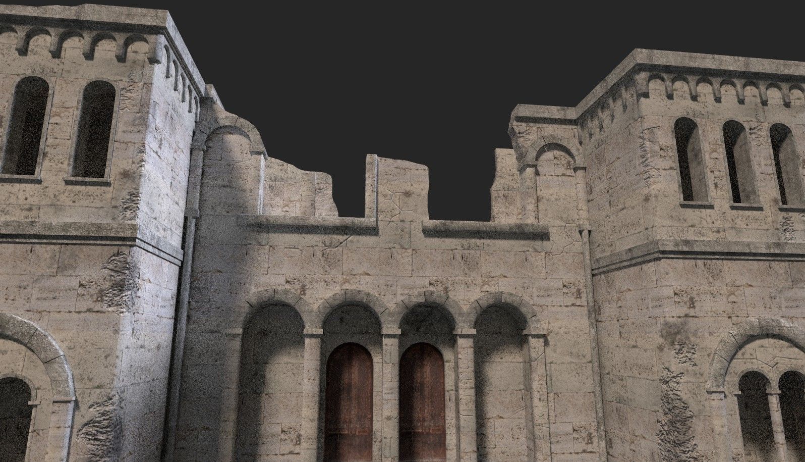 Medieval ruin Low-poly 3D model_1