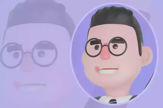 3D Cartoon Male Teacher Graduation Pose with Peace Sign