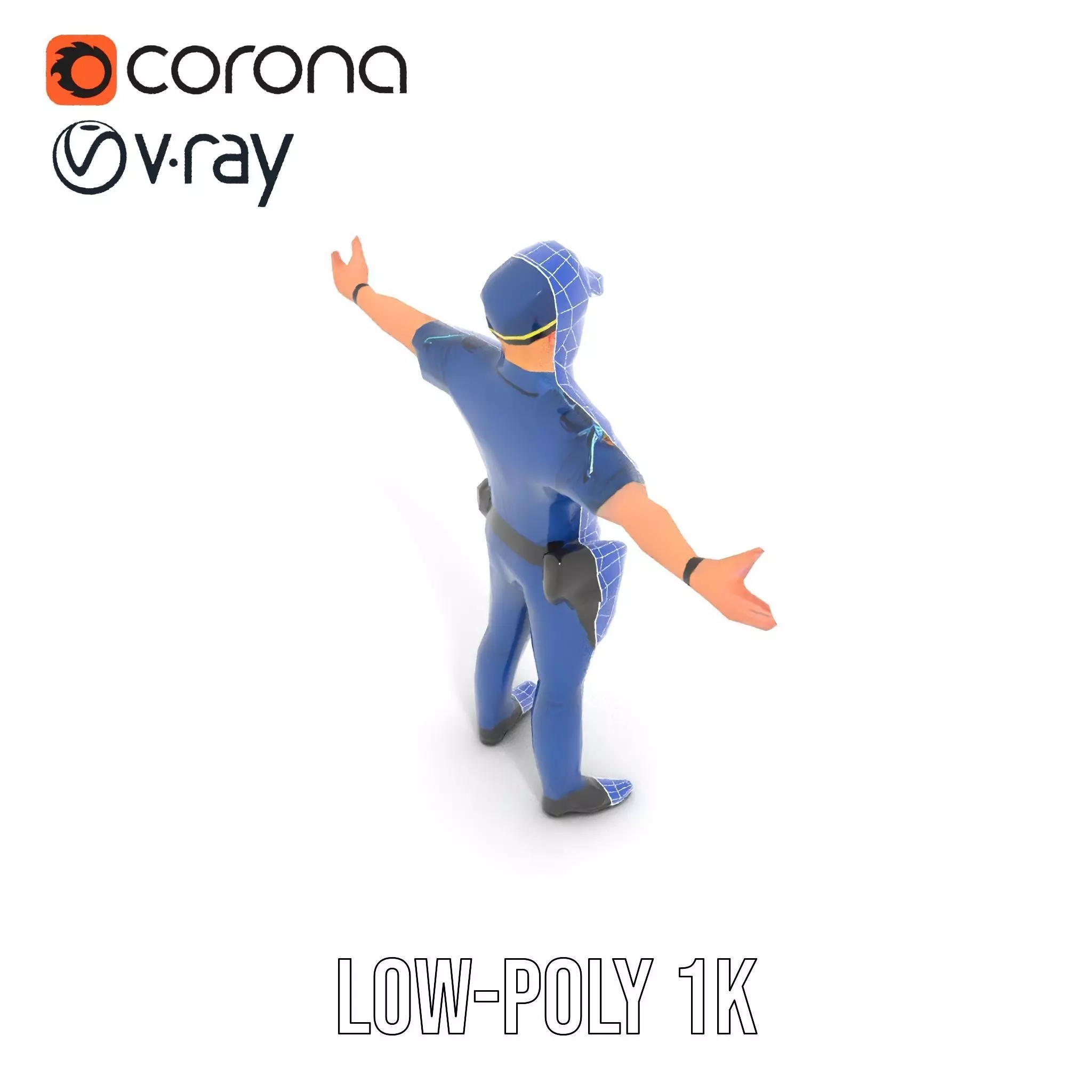 Police Officer Character Model Pack Low-poly 3D model_16