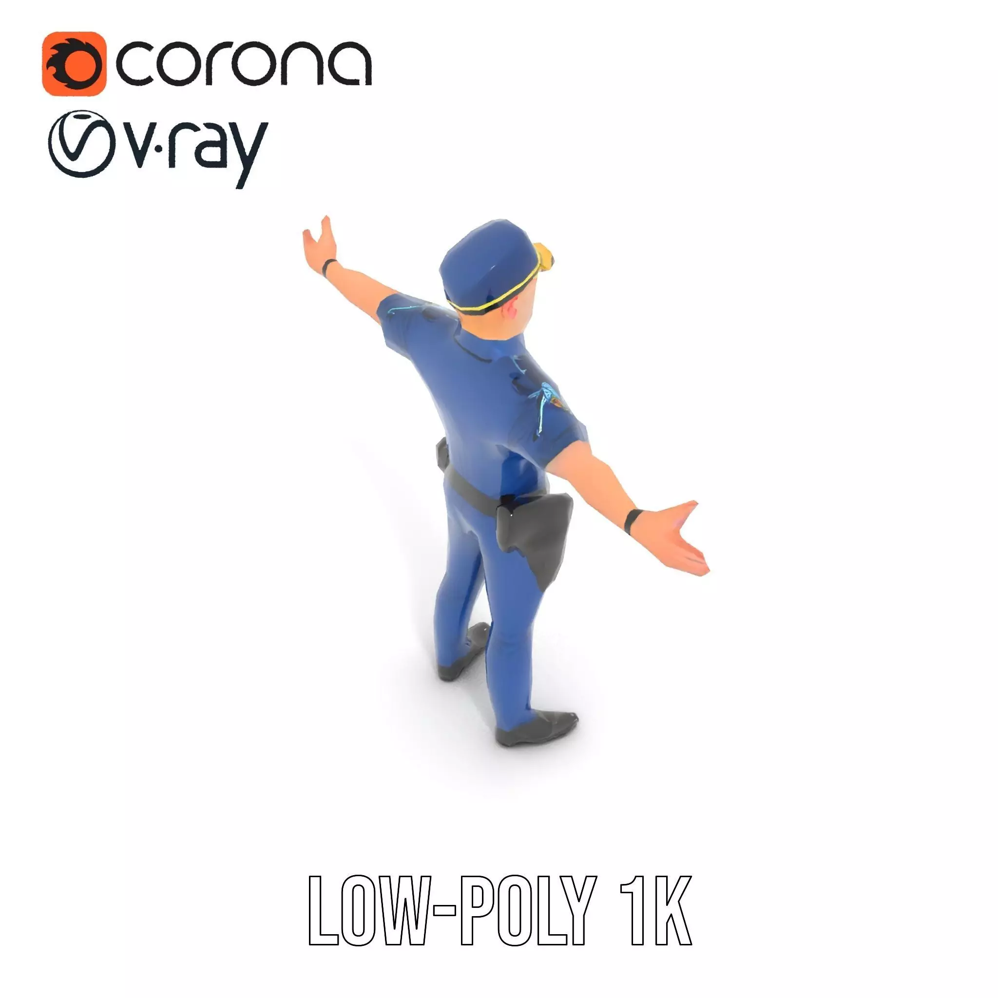 Police Officer Character Model Pack Low-poly 3D model_10