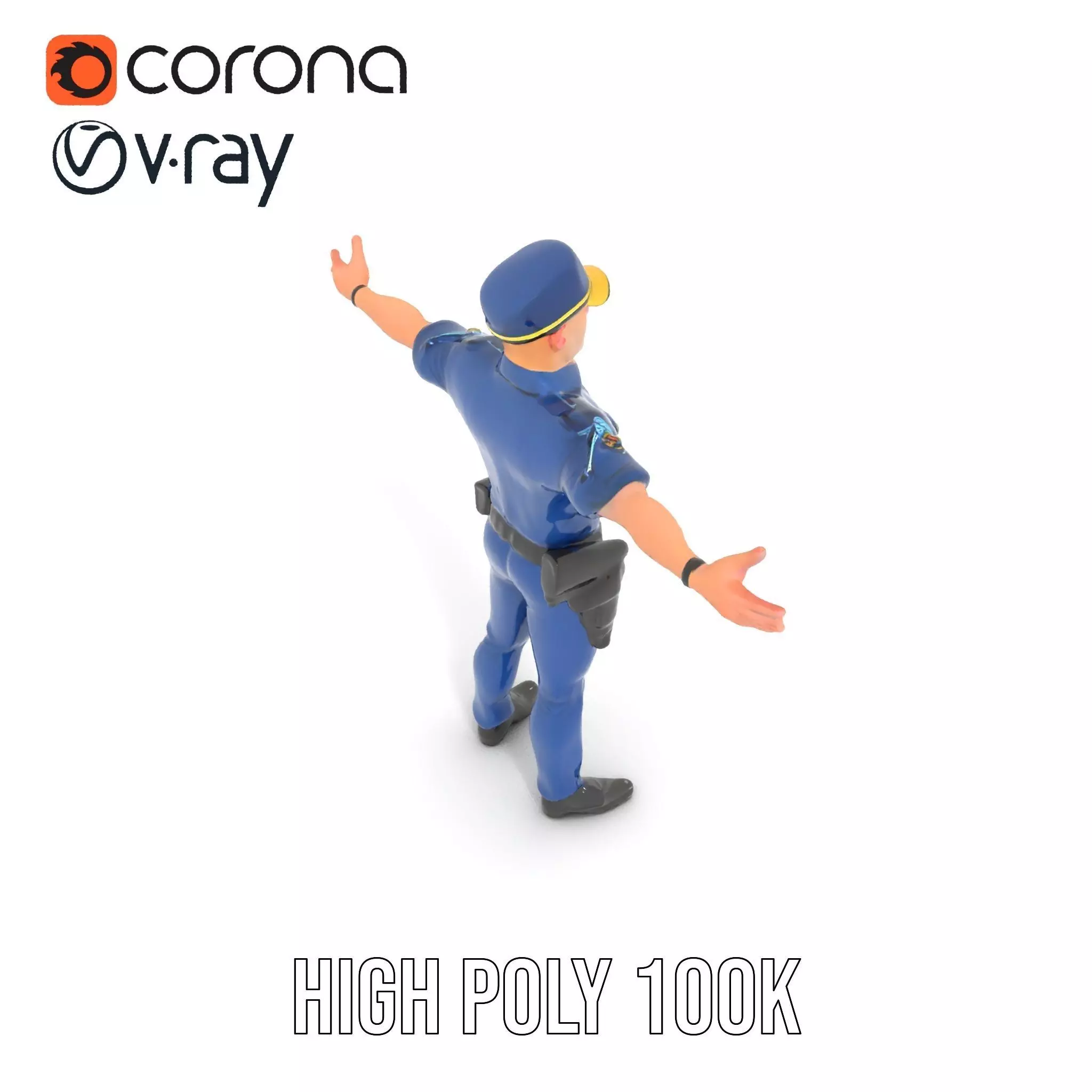 Police Officer Character Model Pack Low-poly 3D model_17