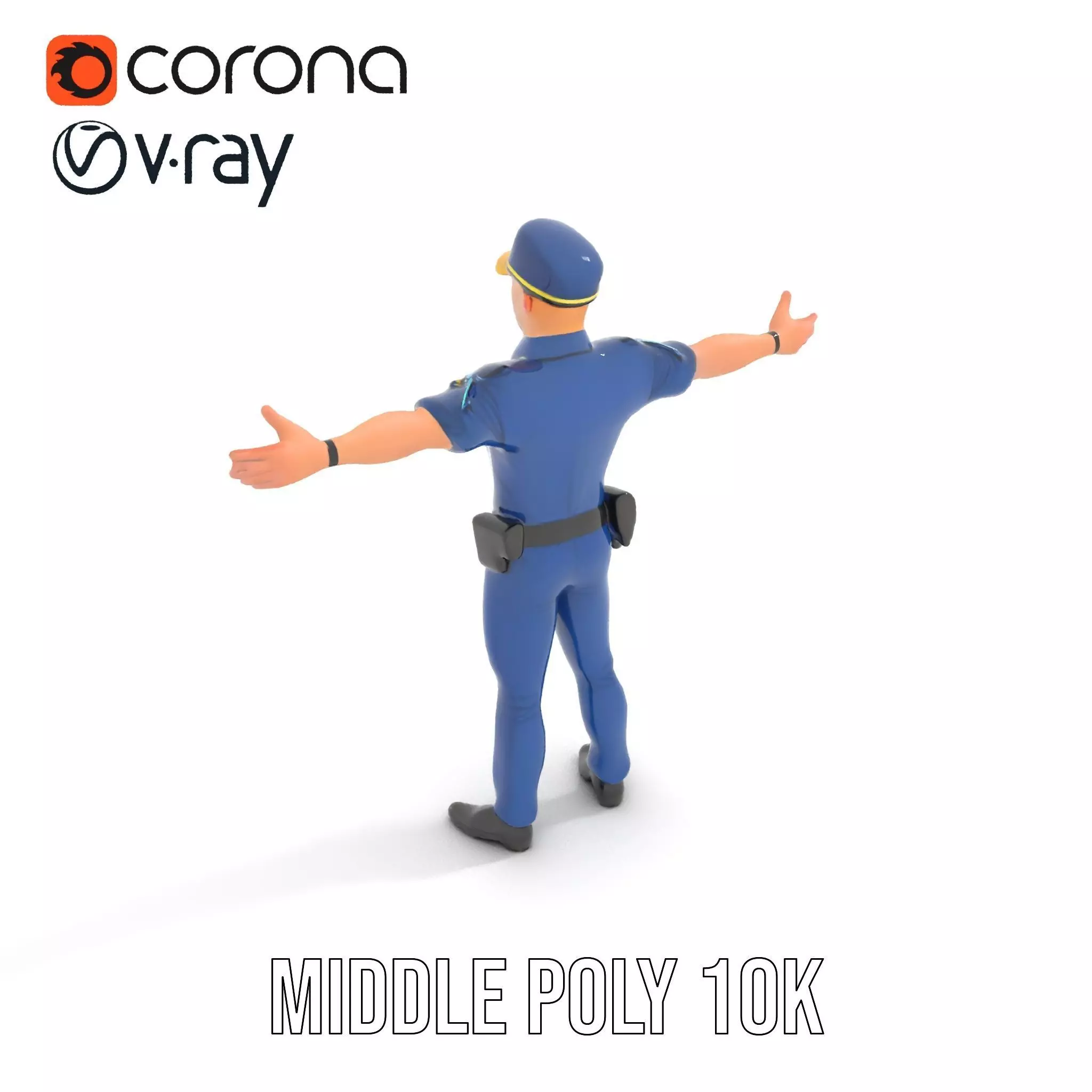 Police Officer Character Model Pack Low-poly 3D model_5