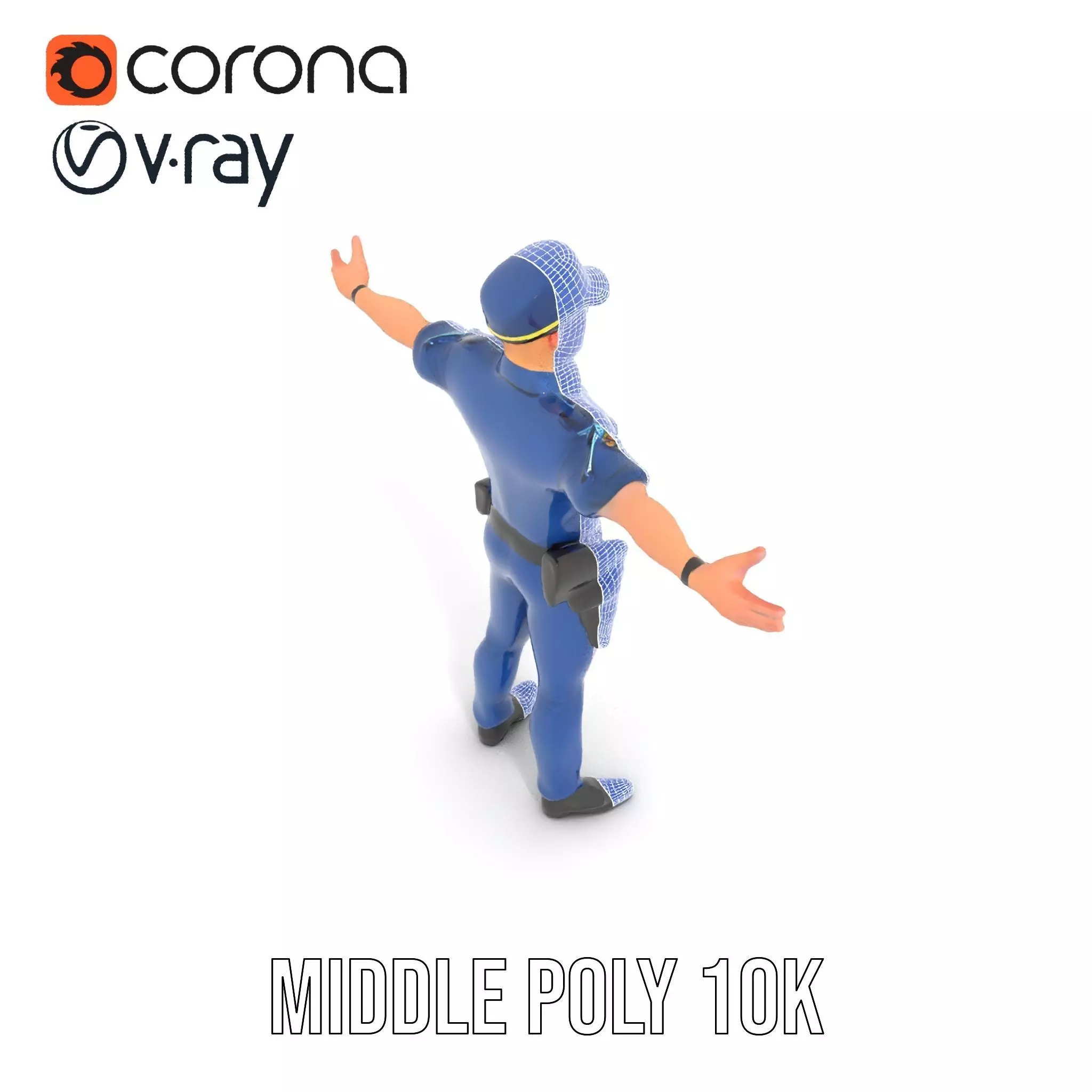 Police Officer Character Model Pack Low-poly 3D model_24