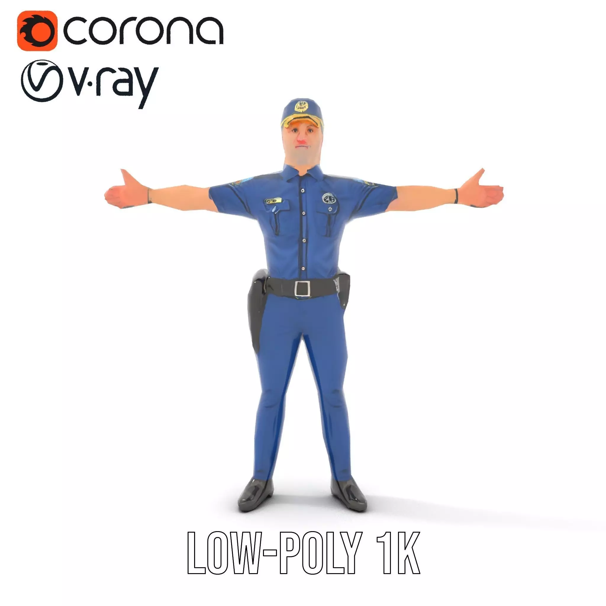 Police Officer Character Model Pack Low-poly 3D model_8