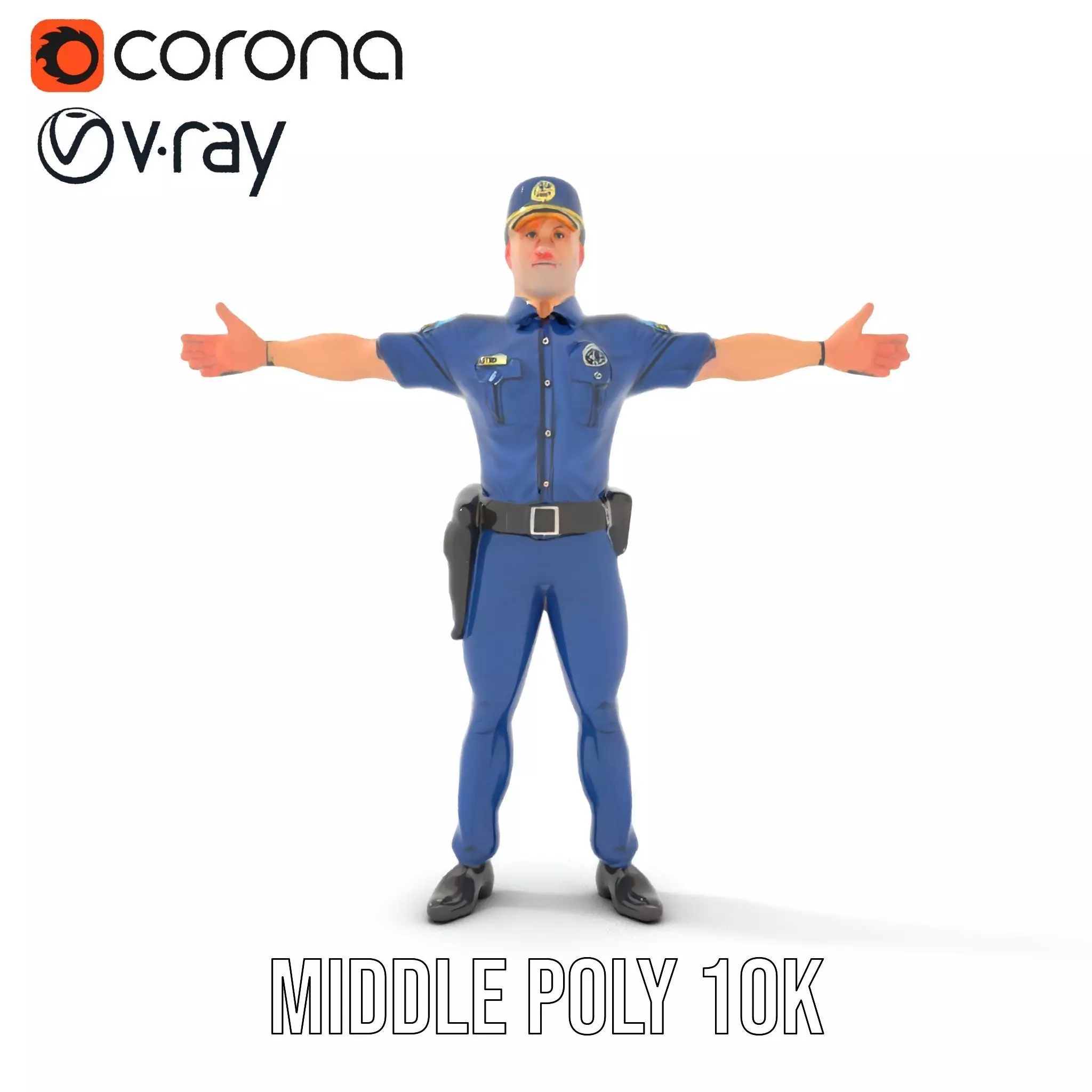 Police Officer Character Model Pack Low-poly 3D model_15