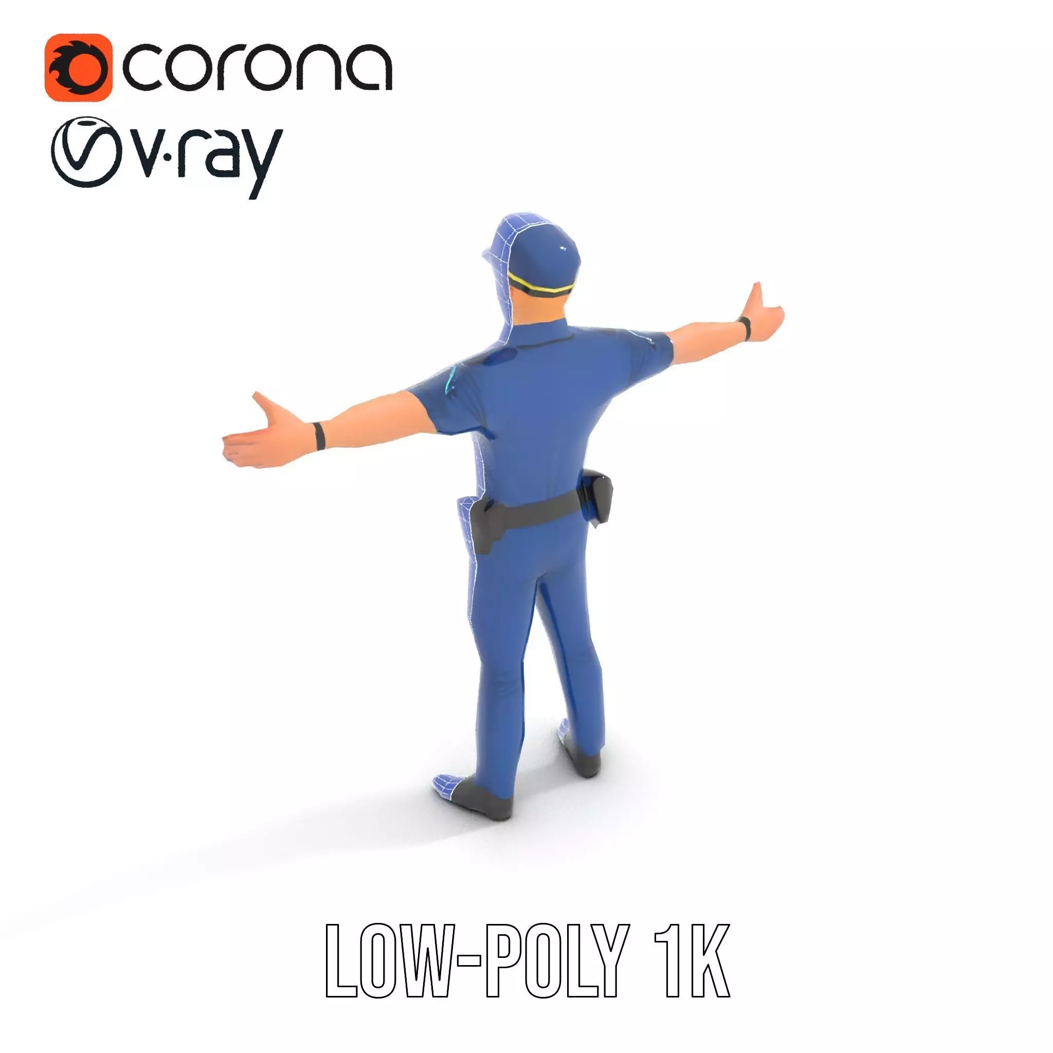 Police Officer Character Model Pack Low-poly 3D model_28