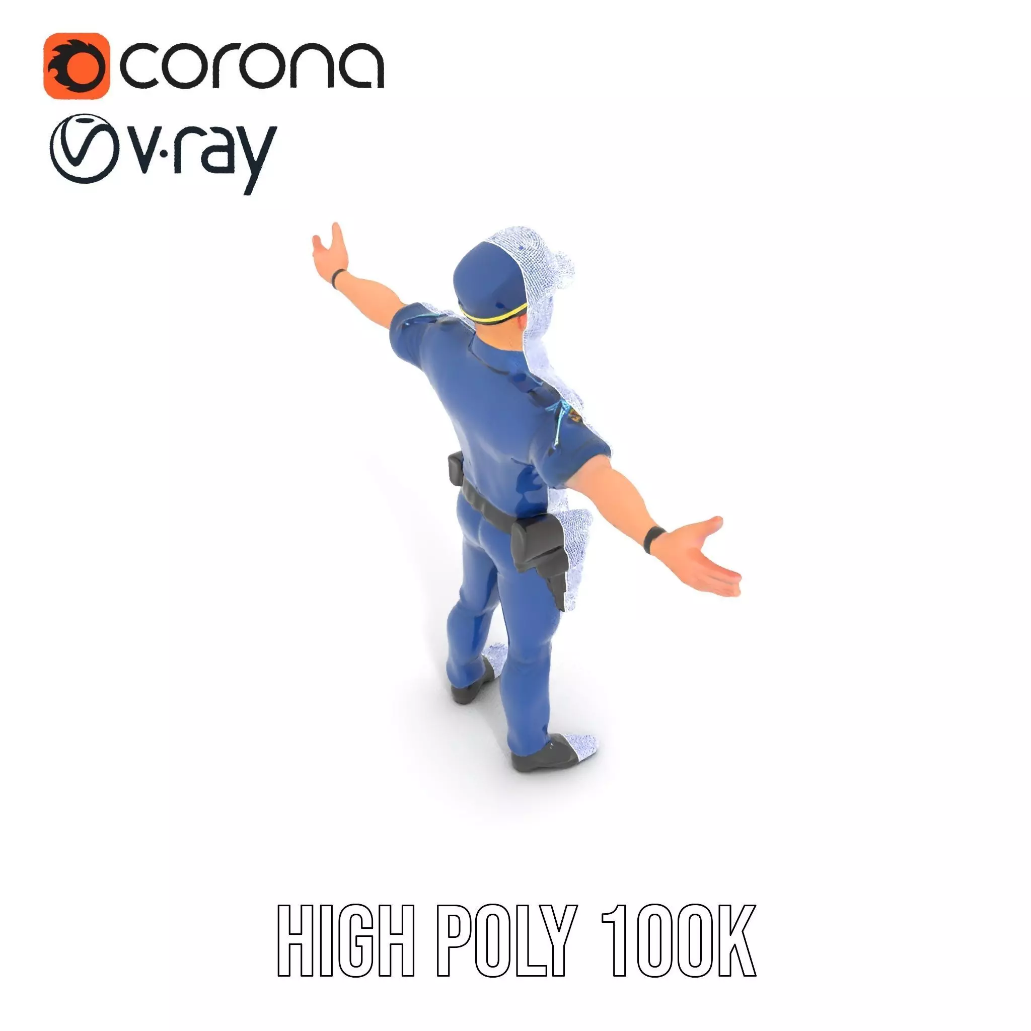 Police Officer Character Model Pack Low-poly 3D model_14