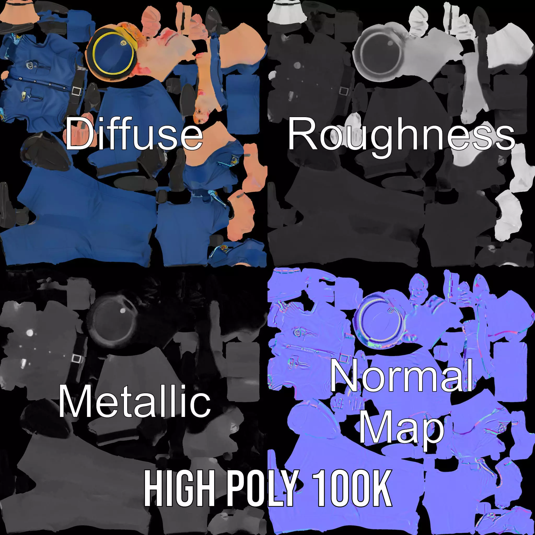 Police Officer Character Model Pack Low-poly 3D model_3