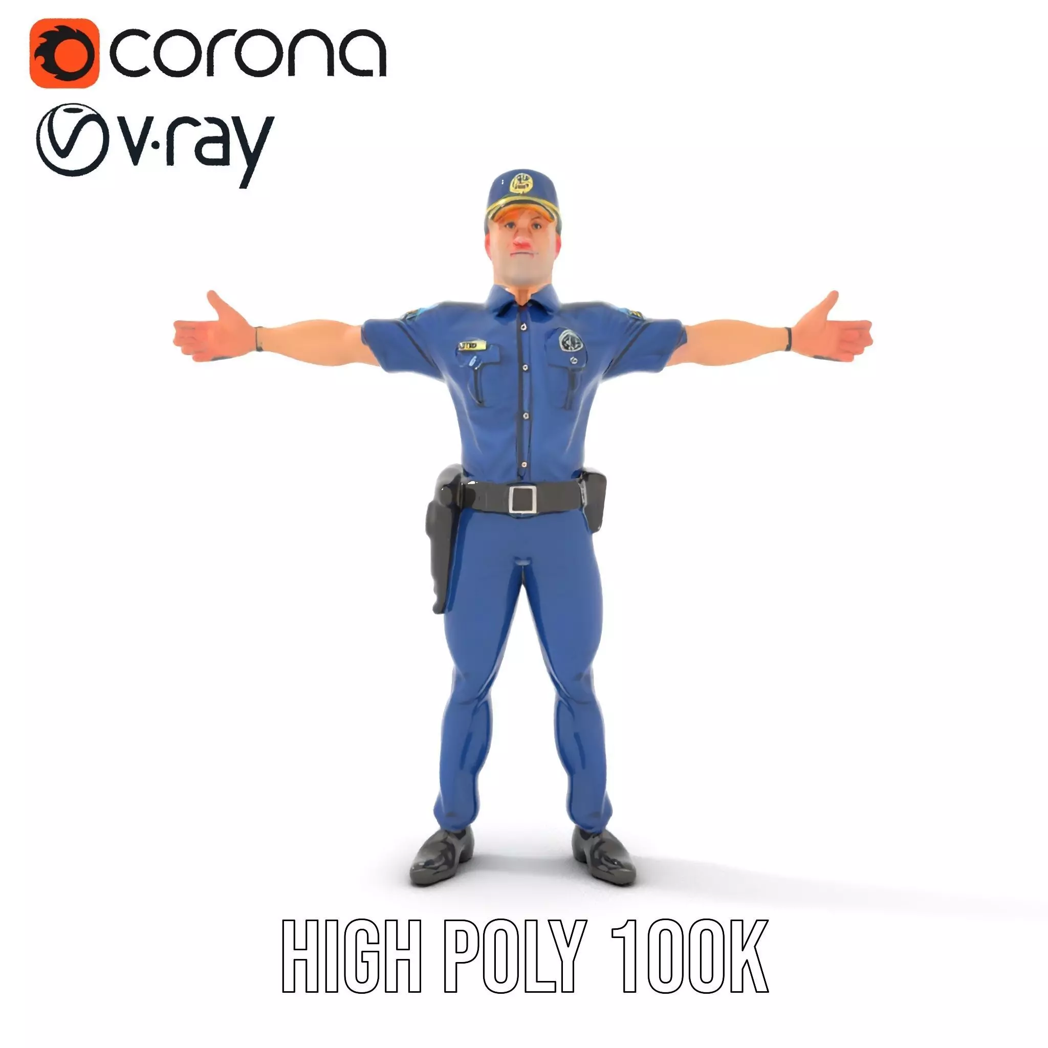 Police Officer Character Model Pack Low-poly 3D model_29