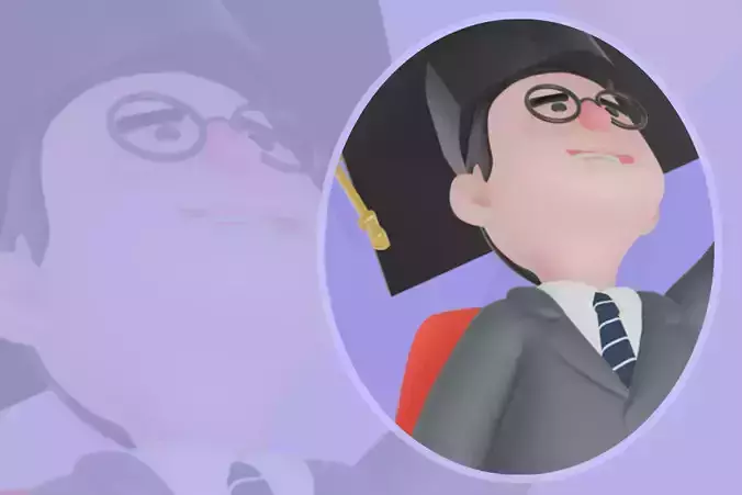 Stylized 3D Male Teacher Character - Cartoon Superhero Academic