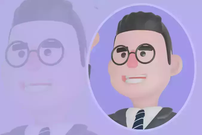 Stylized 3D Male Teacher Character - Cartoon Idea Pose 