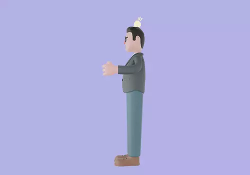 Stylized 3D Male Teacher Character - Cartoon Pointing Idea Pose 3D model_3