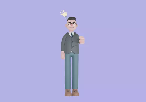 Stylized 3D Male Teacher Character - Cartoon Pointing Idea Pose 3D model_2