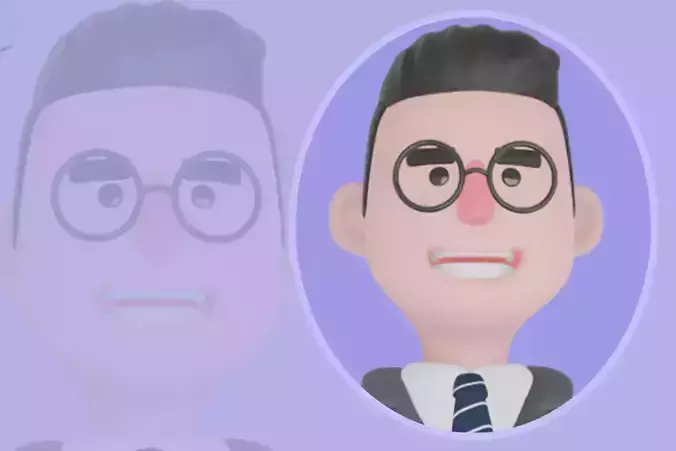 Stylized 3D Male Teacher Character - Cartoon Pointing Idea Pose