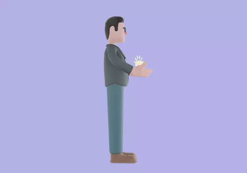 Stylized 3D Male Teacher Character - Cartoon Idea Offering Pose 3D model_5
