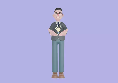 Stylized 3D Male Teacher Character - Cartoon Idea Offering Pose 3D model_2