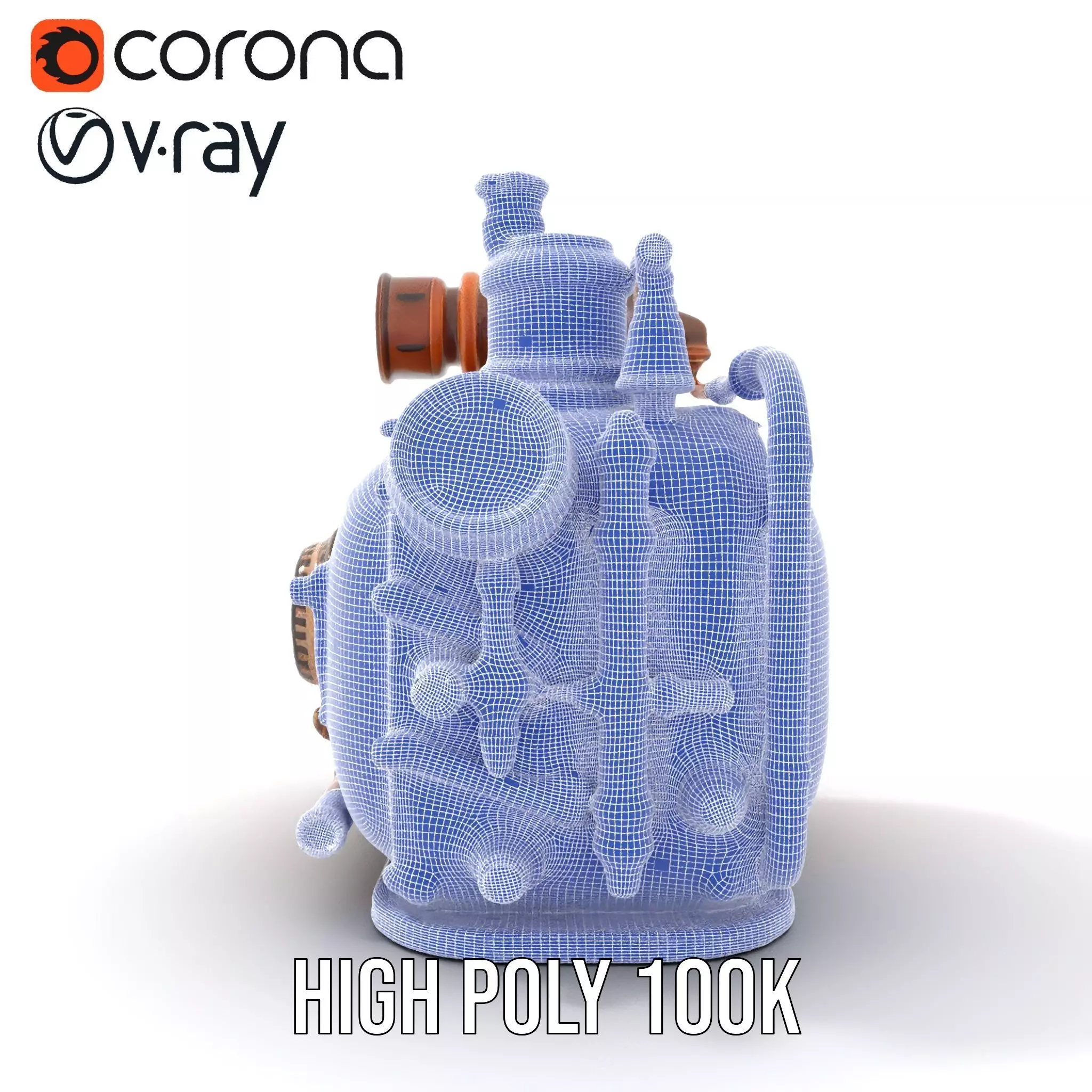 Steampunk Boiler Model Pack with Intricate Details Low-poly 3D model_31
