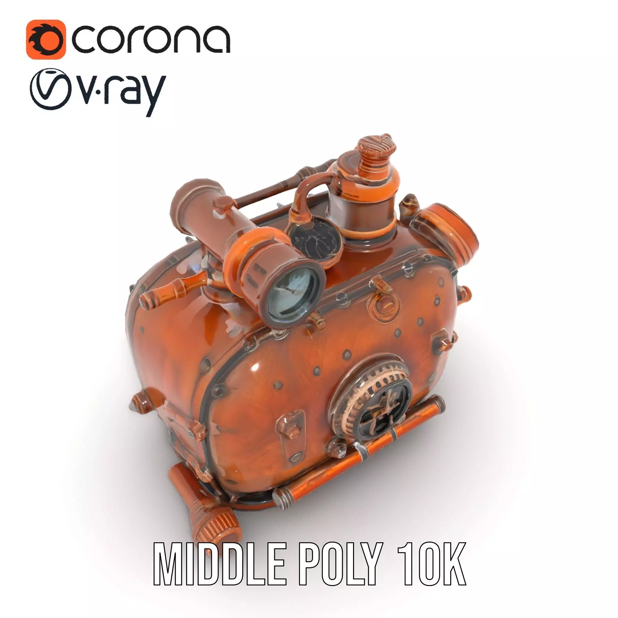 Steampunk Boiler Model Pack with Intricate Details Low-poly 3D model_16