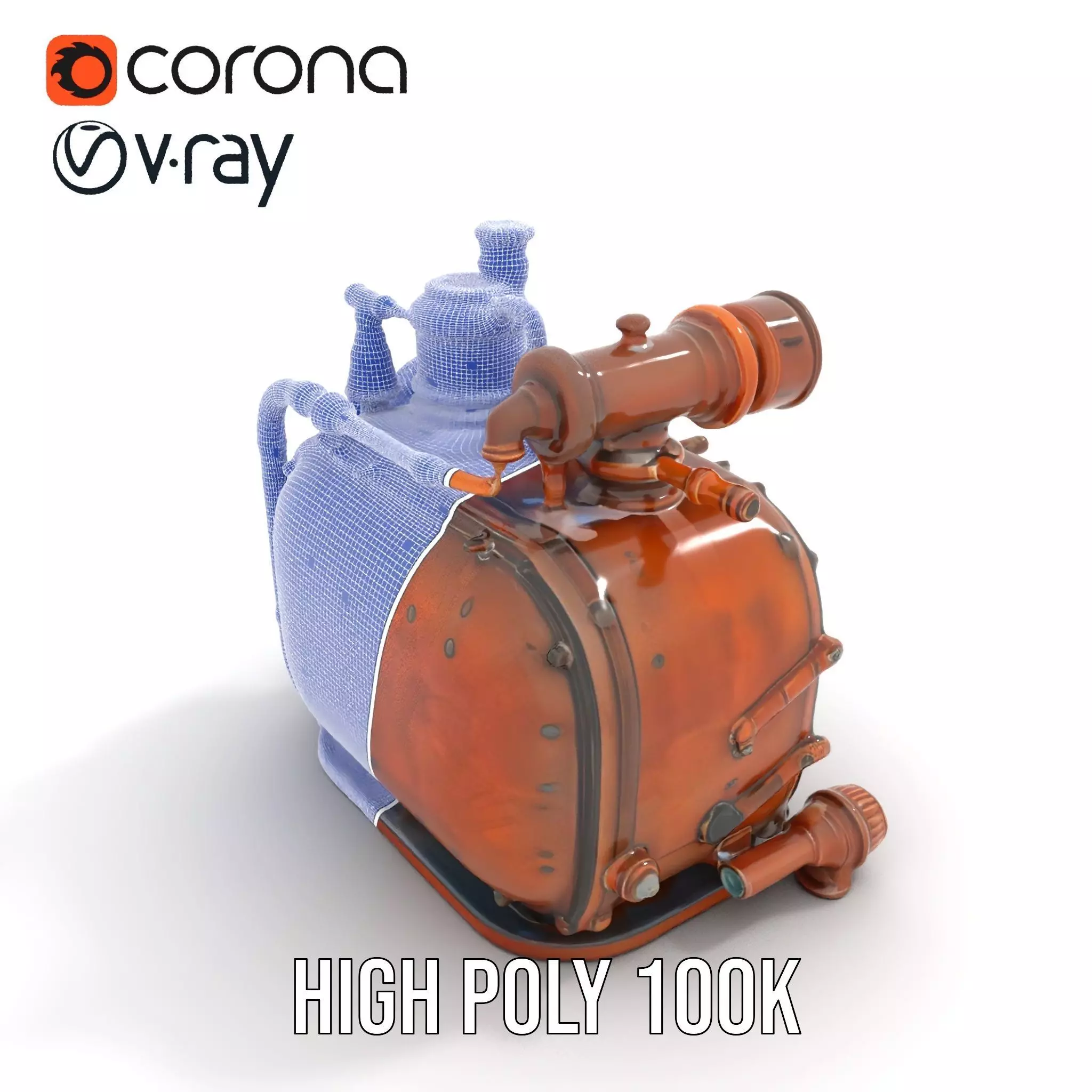 Steampunk Boiler Model Pack with Intricate Details Low-poly 3D model_33