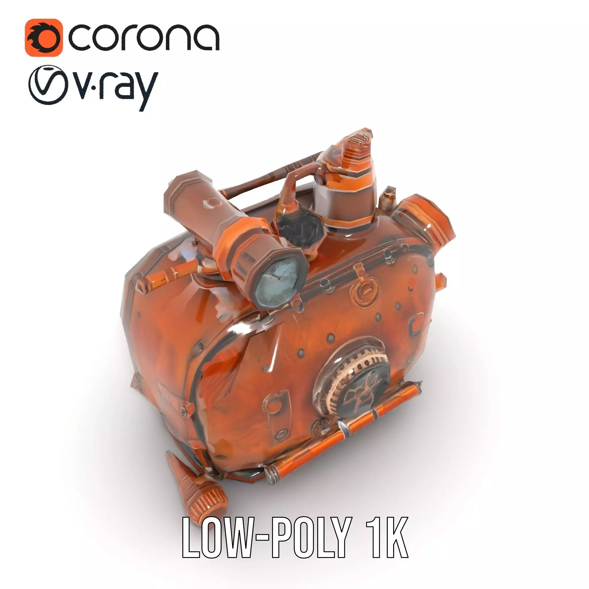 Steampunk Boiler Model Pack with Intricate Details Low-poly 3D model_7