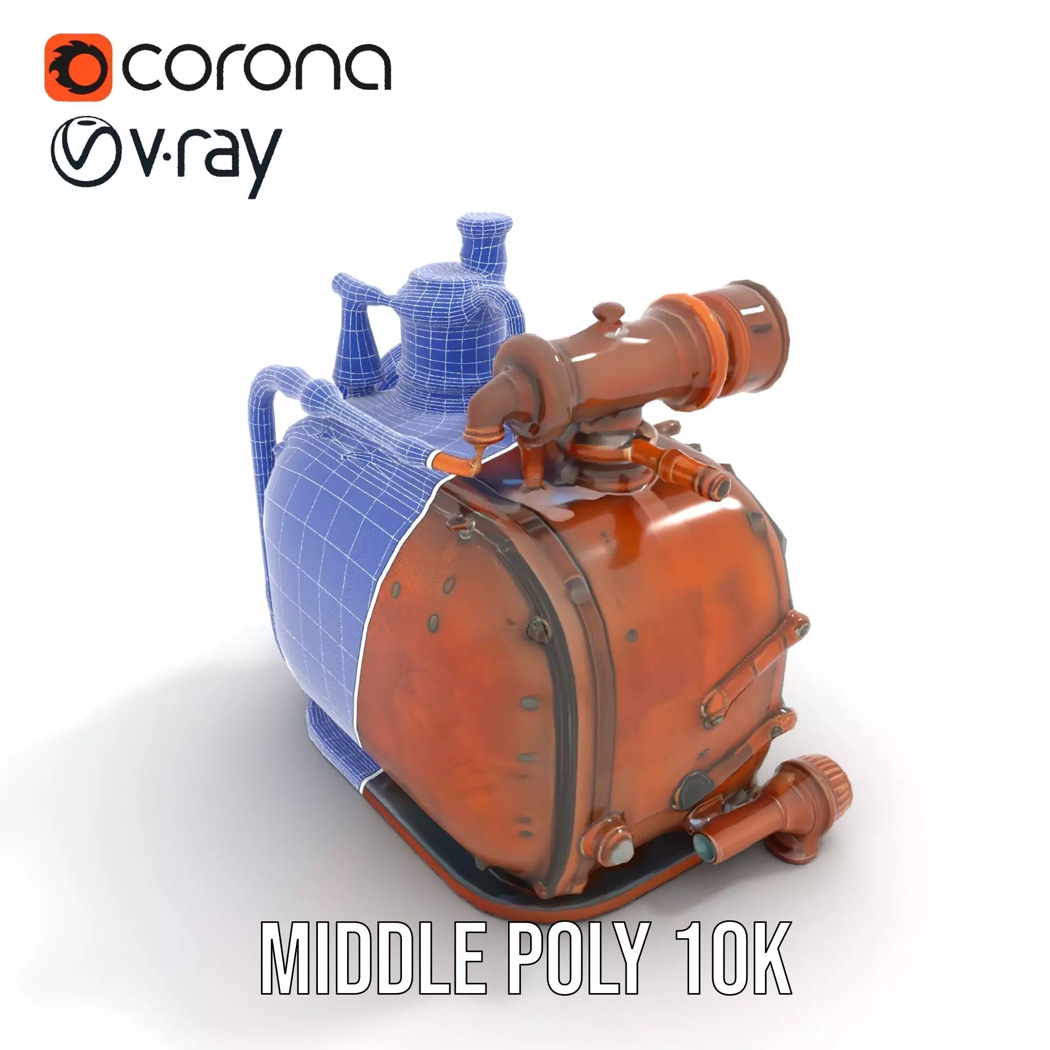 Steampunk Boiler Model Pack with Intricate Details Low-poly 3D model_21