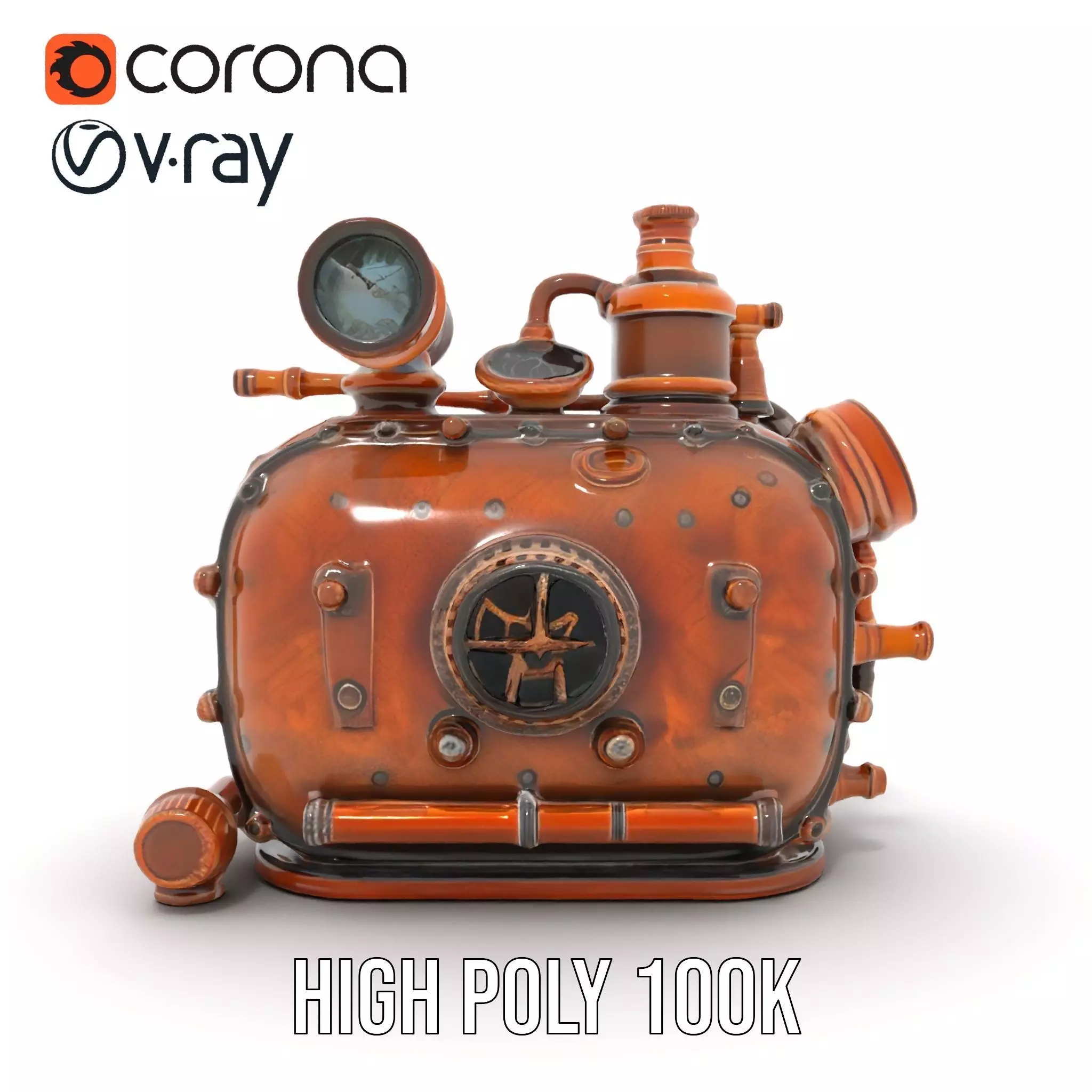 Steampunk Boiler Model Pack with Intricate Details Low-poly 3D model_28