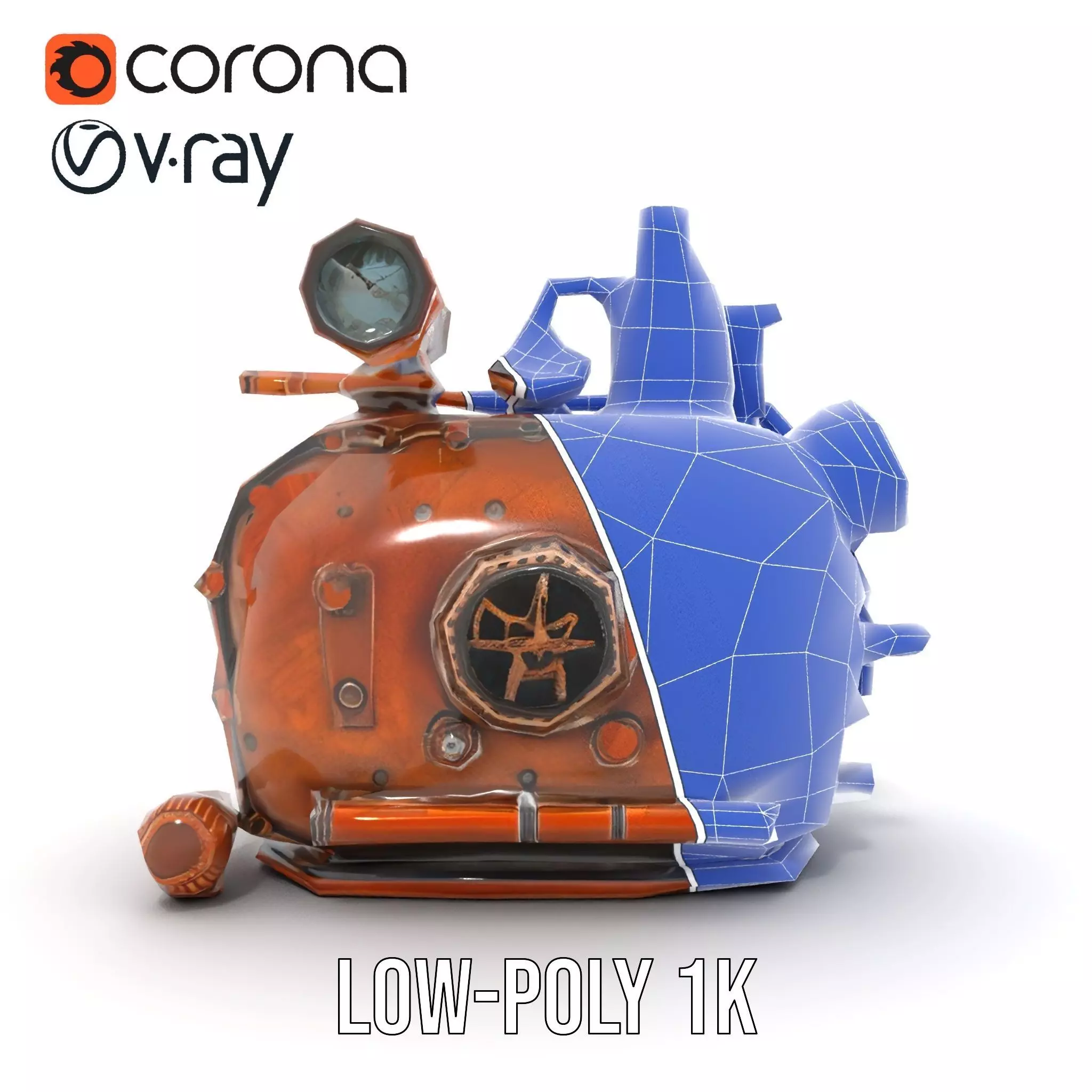 Steampunk Boiler Model Pack with Intricate Details Low-poly 3D model_22