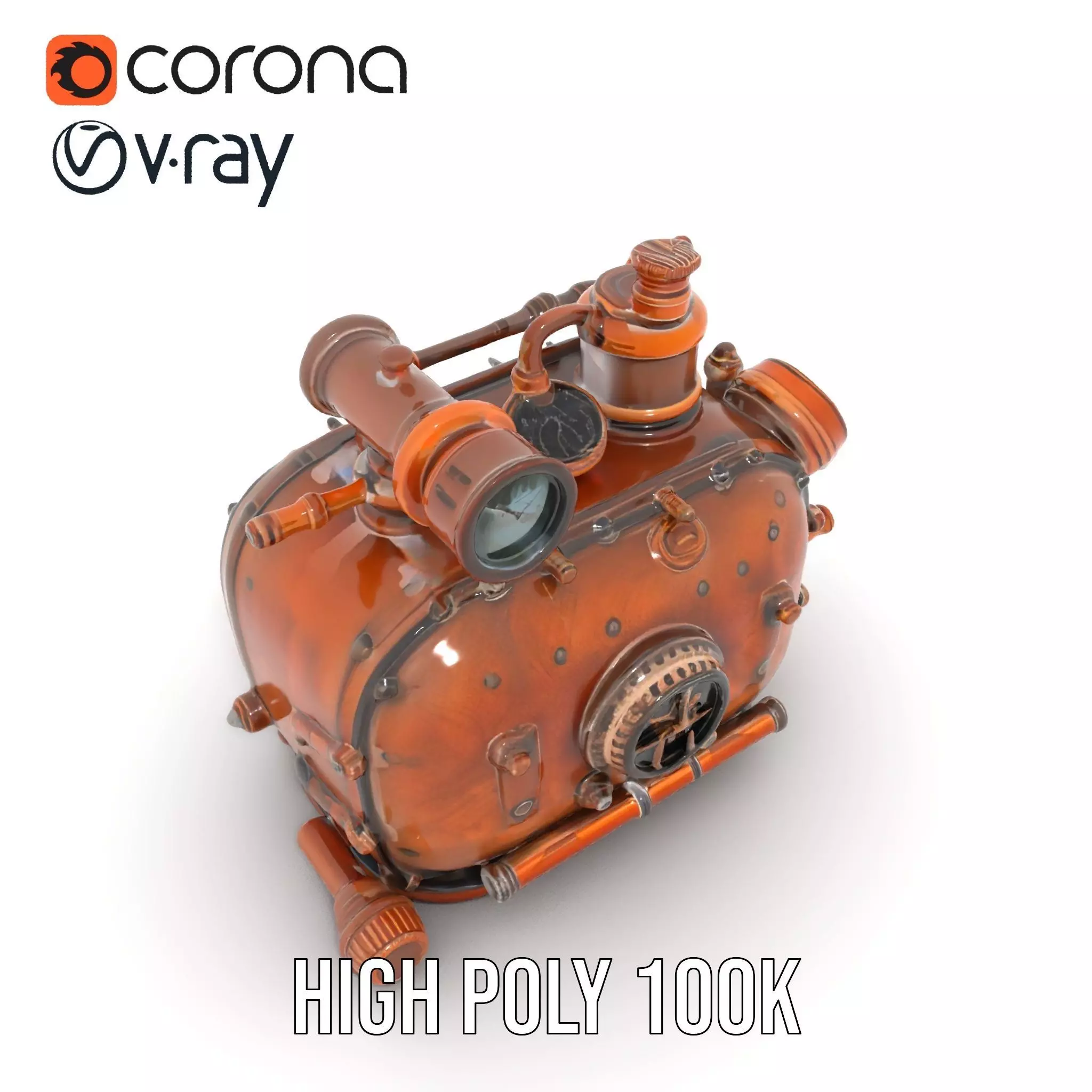 Steampunk Boiler Model Pack with Intricate Details Low-poly 3D model_18