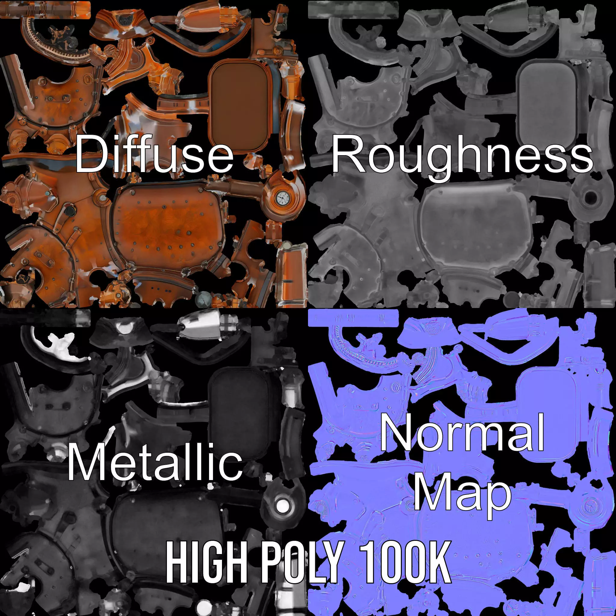 Steampunk Boiler Model Pack with Intricate Details Low-poly 3D model_3