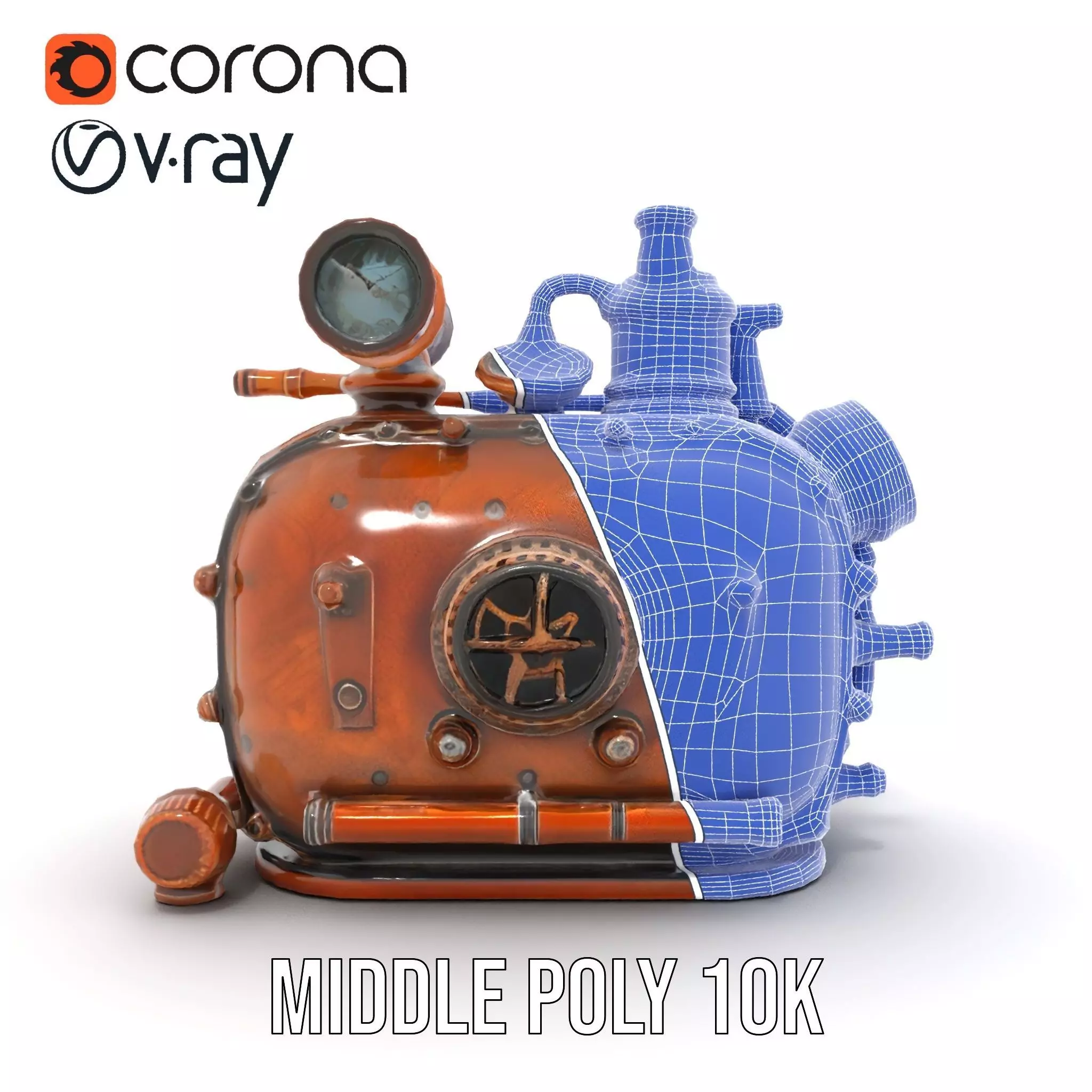 Steampunk Boiler Model Pack with Intricate Details Low-poly 3D model_29